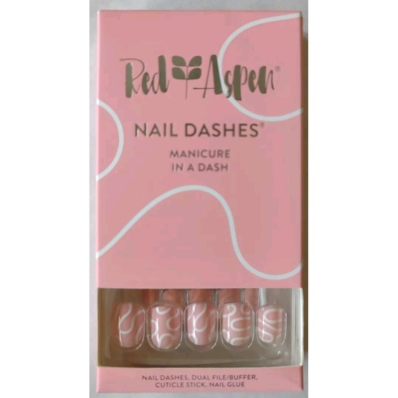Red Aspen Other - Red Aspen Nail Dashes- Swirl and Twirl NEW Short Pink Nails Pop on Manicure